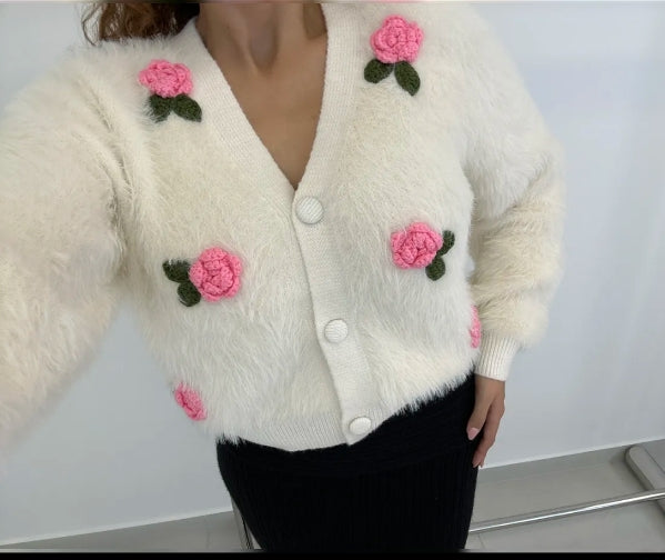 Strickjacke Flauschi Rosa