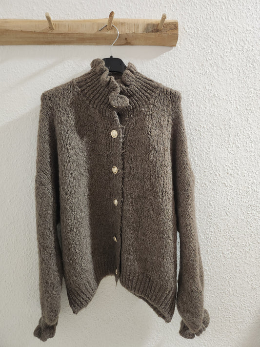 Rüschen Strickjacke