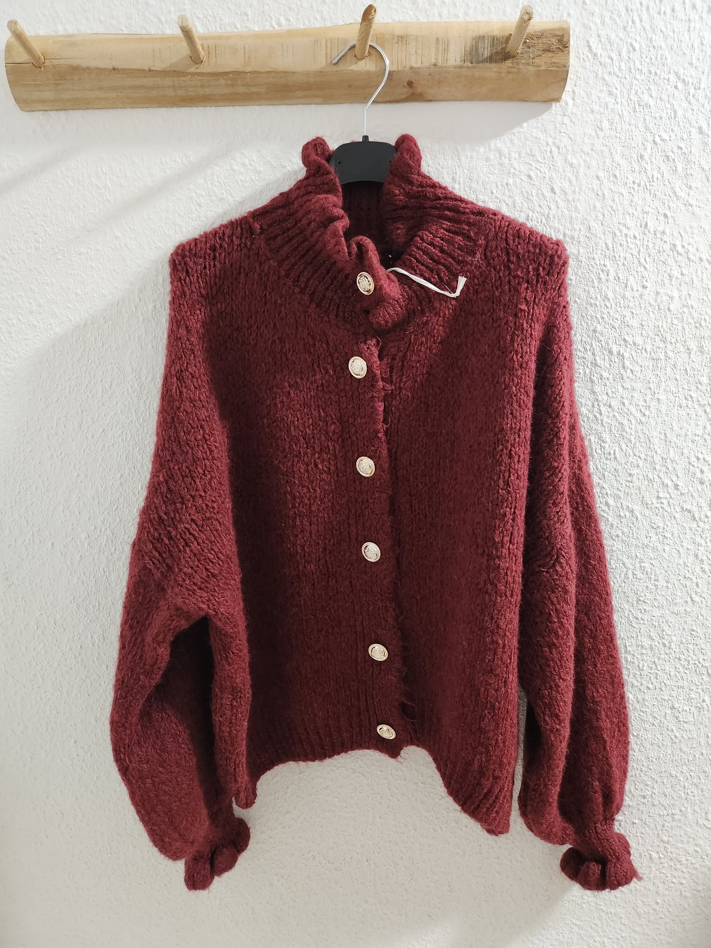 Rüschen Strickjacke